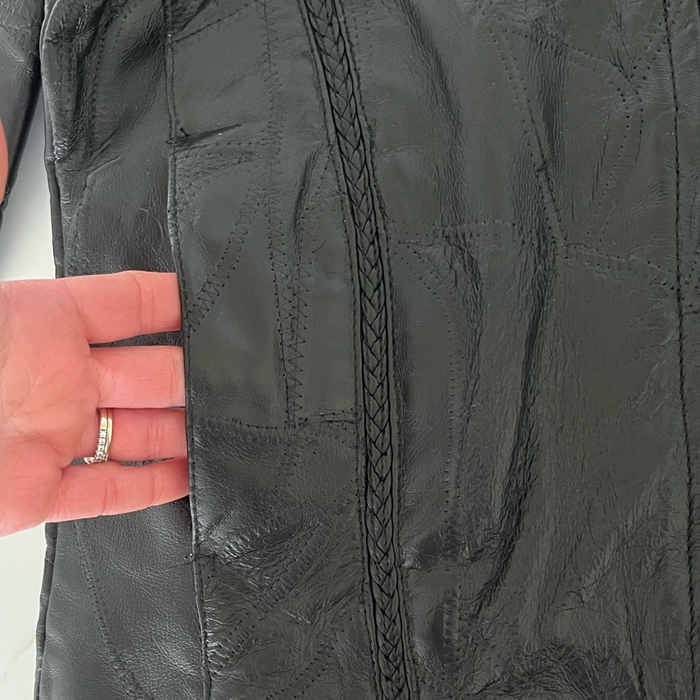 Vintage Cellini Oversized Patchwork Leather Jacket 90s NEW size Small - Picture 8 of 11